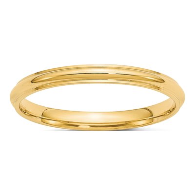 14K Yellow Gold 2.5mm Half Round Wedding Band