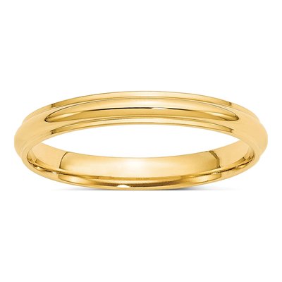 14K Yellow Gold 3mm Half Round Wedding Band