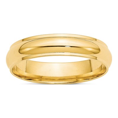 14K Yellow Gold 5mm Half Round Wedding Band