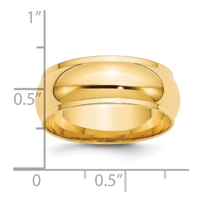 14K Yellow Gold 8mm Half Round Wedding Band – view 5