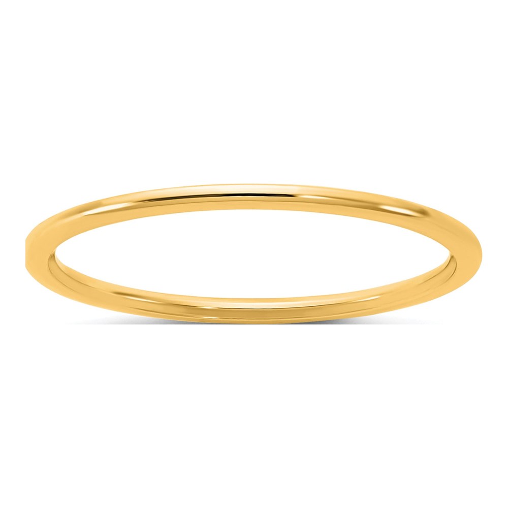 14K Yellow Gold 1mm Light-Weight Half Round Band Size 7