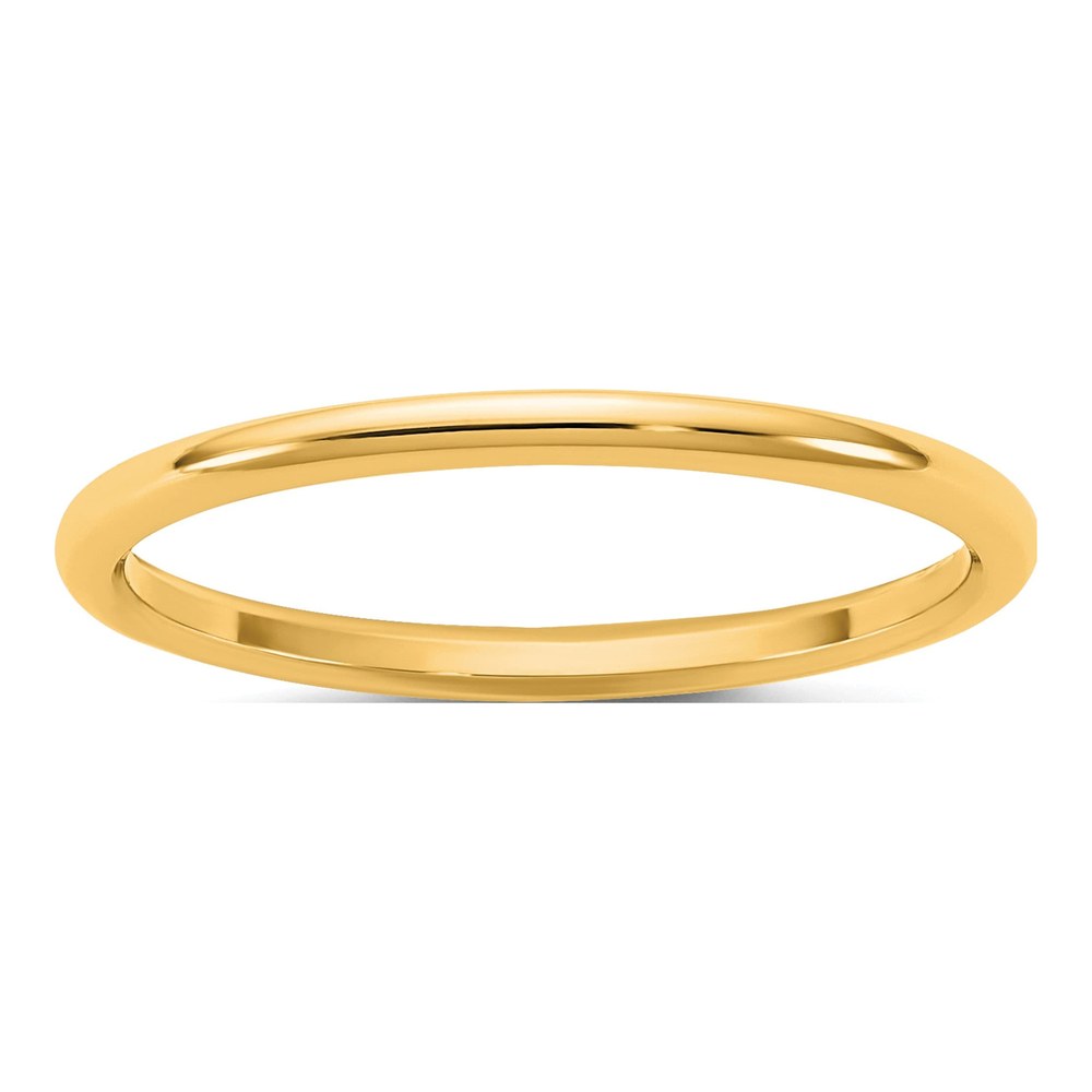 14K Yellow Gold 1.5mm Light-Weight Half Round Band Size 8