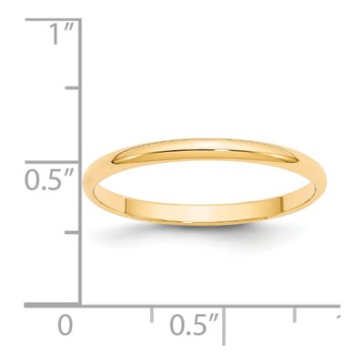14K Yellow Gold 2mm Half Round Wedding Band – view 5