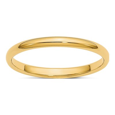 14K Yellow Gold 2mm Half Round Wedding Band