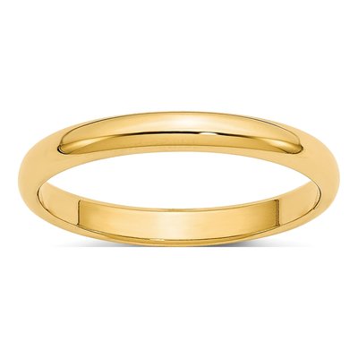 14K Yellow Gold 2.5mm Half Round Wedding Band