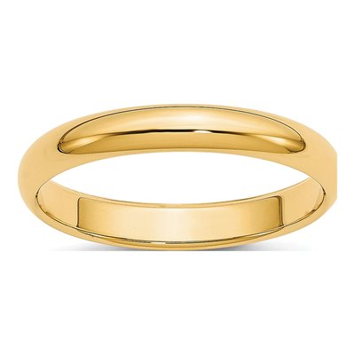 14K Yellow Gold 3mm Half Round Wedding Band