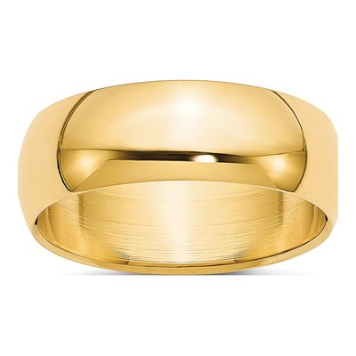 14K Yellow Gold 6mm Half Round Wedding Band