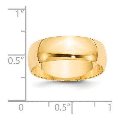 14K Yellow Gold 7mm Half Round Wedding Band – view 5