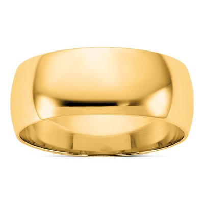 14K Yellow Gold 7.5mm Half Round Wedding Band