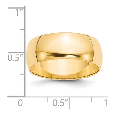 14K Yellow Gold 8mm Half Round Wedding Band – view 4