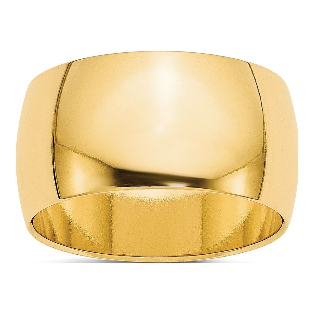 14K Yellow Gold 10mm Light-Weight Half Round Band Size 7.5