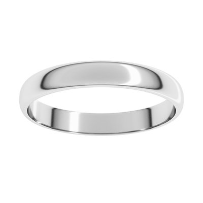 Sterling Silver 3mm Ultra-Lightweight Half Round Wedding Band – view 3