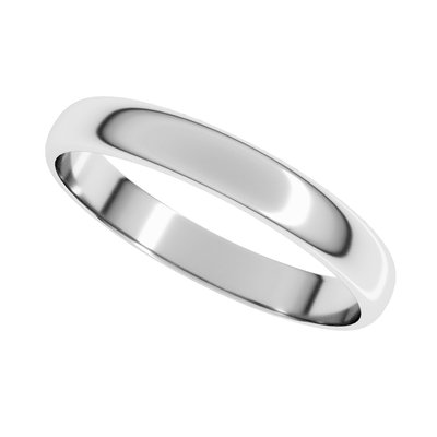 Sterling Silver 3mm Ultra-Lightweight Half Round Wedding Band – view 4
