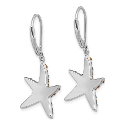 Sterling Silver Crystal Starfish Leverback Earrings – view 5