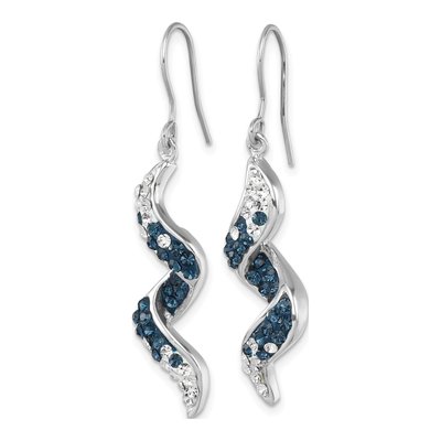 Sterling Silver Crystal Wave Dangle Earrings – view 3