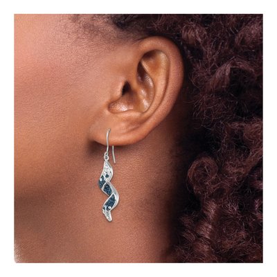 Sterling Silver Crystal Wave Dangle Earrings – view 4