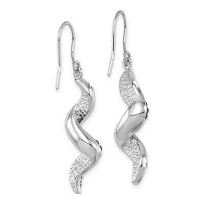 Sterling Silver Crystal Wave Dangle Earrings – view 5