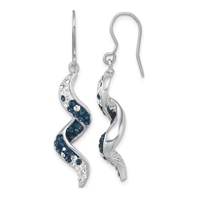 Sterling Silver Crystal Wave Dangle Earrings