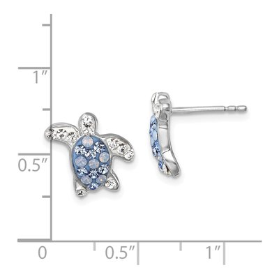 Sterling Silver Crystal Turtle Button Stud Earrings – view 6