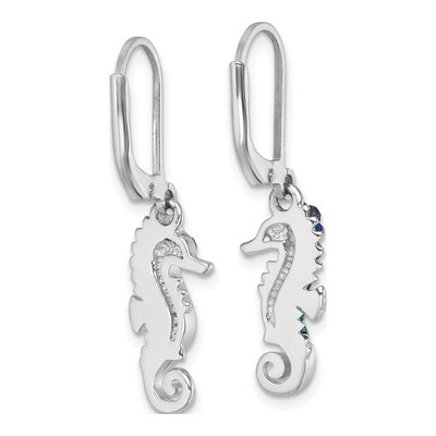 Sterling Silver Crystal Seahorse Leverback Earrings – view 5