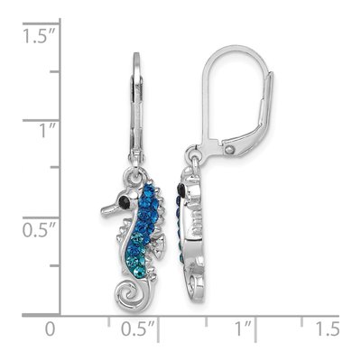 Sterling Silver Crystal Seahorse Leverback Earrings – view 6