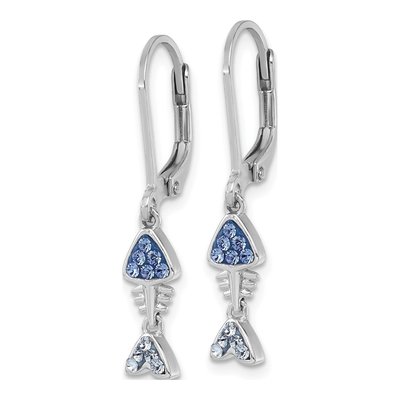 Sterling Silver Crystal Bonefish Leverback Earrings – view 3