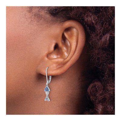 Sterling Silver Crystal Bonefish Leverback Earrings – view 4