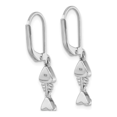 Sterling Silver Crystal Bonefish Leverback Earrings – view 5