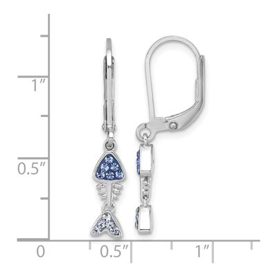 Sterling Silver Crystal Bonefish Leverback Earrings – view 6