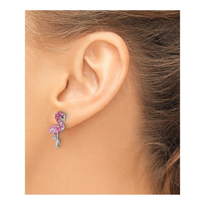 Sterling Silver Crystal Flamingo Stud Earrings – view 4