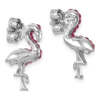 Sterling Silver Crystal Flamingo Stud Earrings – view 5