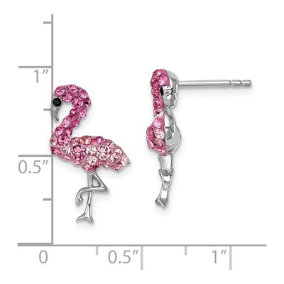 Sterling Silver Crystal Flamingo Stud Earrings – view 6