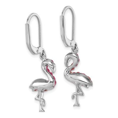 Sterling Silver Crystal Flamingo Leverback Earrings – view 5