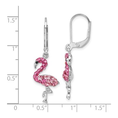 Sterling Silver Crystal Flamingo Leverback Earrings – view 6