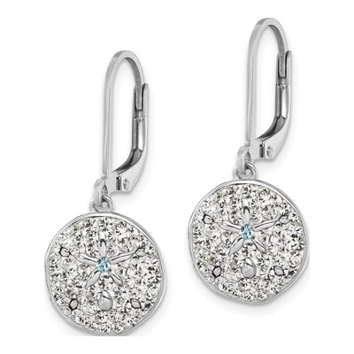 Sterling Silver Crystal Sand Dollar Leverback Earrings – view 3