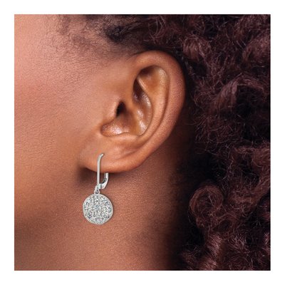 Sterling Silver Crystal Sand Dollar Leverback Earrings – view 4