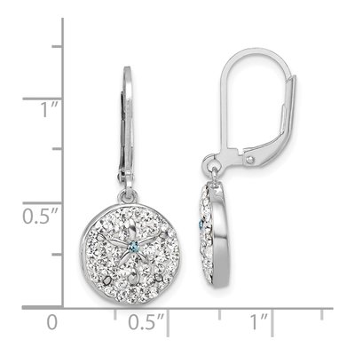 Sterling Silver Crystal Sand Dollar Leverback Earrings – view 6