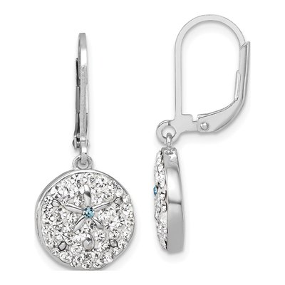 Sterling Silver Crystal Sand Dollar Leverback Earrings