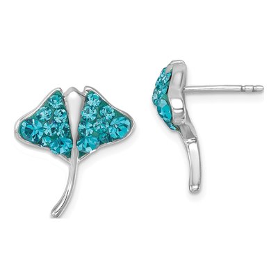 Sterling Silver Crystal Stingray Stud Earrings