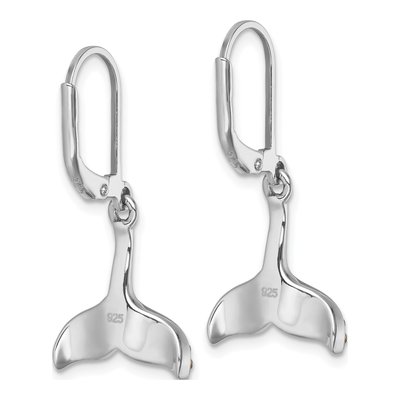 Sterling Silver Crystal Whale Tail Leverback Earrings – view 5