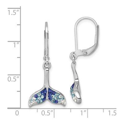 Sterling Silver Crystal Whale Tail Leverback Earrings – view 6