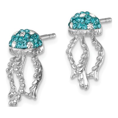 Sterling Silver Crystal Jellyfish Stud Earrings – view 3