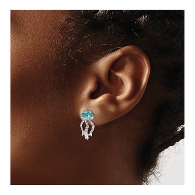 Sterling Silver Crystal Jellyfish Stud Earrings – view 4