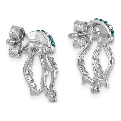 Sterling Silver Crystal Jellyfish Stud Earrings – view 5