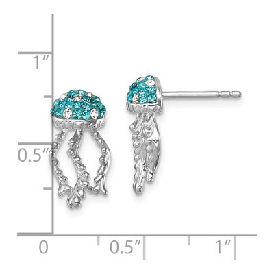Sterling Silver Crystal Jellyfish Stud Earrings – view 6