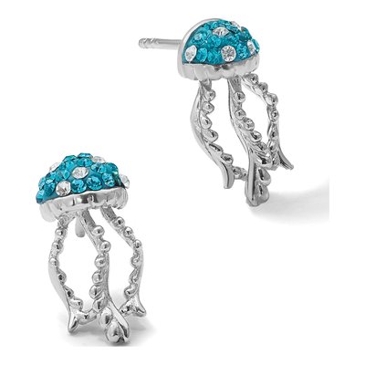 Sterling Silver Crystal Jellyfish Stud Earrings – view 7