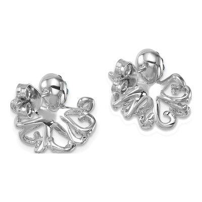 Sterling Silver Crystal Octopus Stud Earrings – view 5