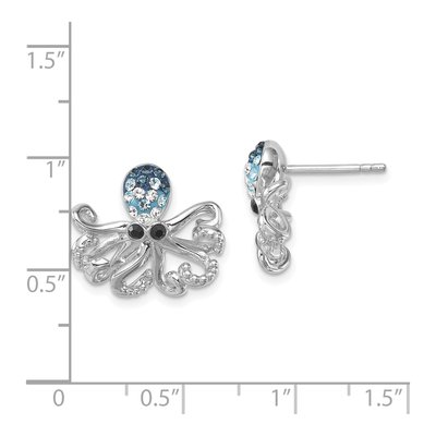 Sterling Silver Crystal Octopus Stud Earrings – view 6