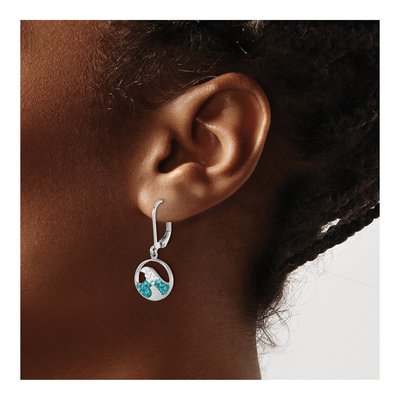 Sterling Silver Crystal Wave Leverback Earrings – view 4