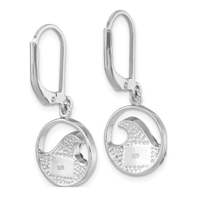 Sterling Silver Crystal Wave Leverback Earrings – view 5